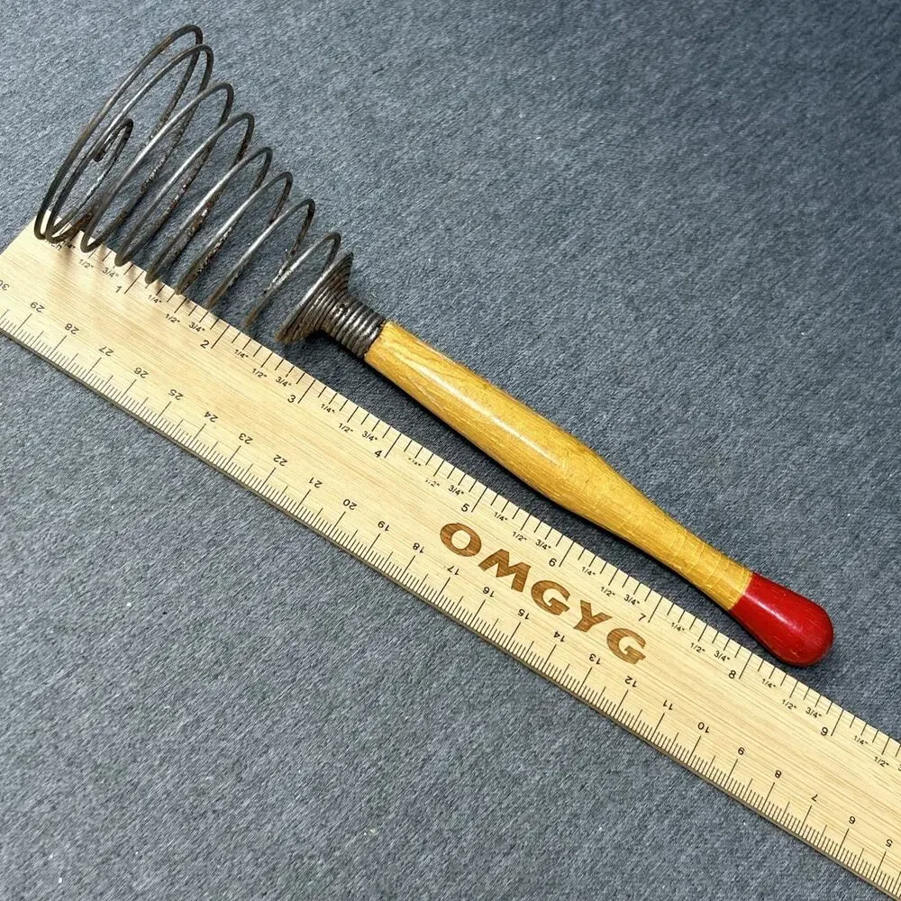 3pc Vintage Kitchen Tool Set EKCO Serving Spoon Whisk Cheese Cutter Wood Handles
